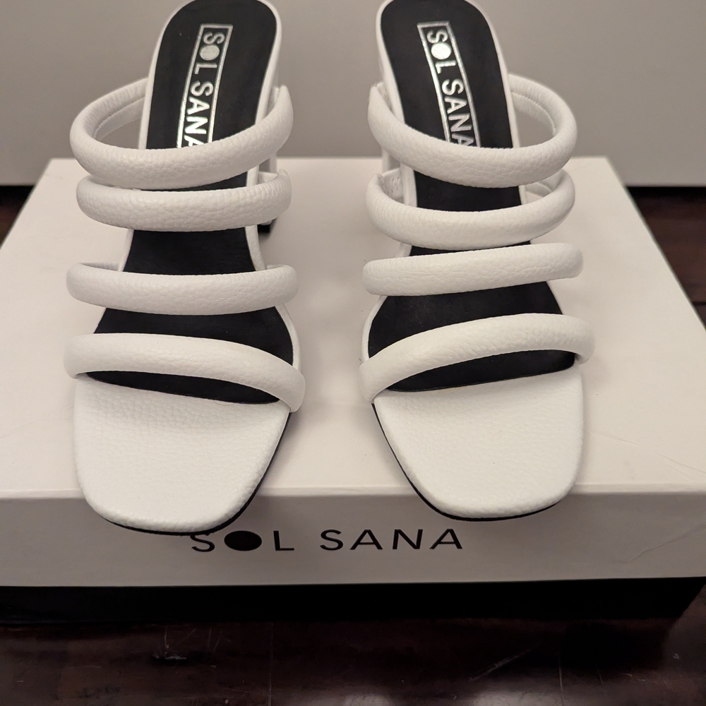 Sol Sana White Block Heel Strappy Sandals (Judy Tubulur Mules)